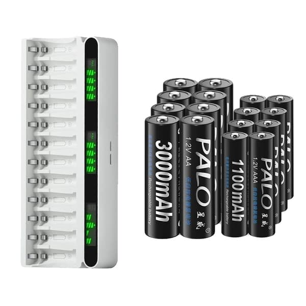 Batterioplader, LCD-skærm, Hurtigopladning, 8AA 8AAA 1 Oplader