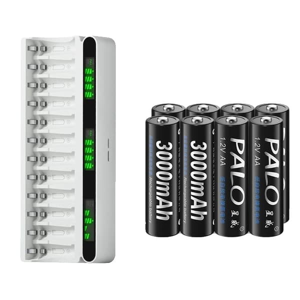 Batterioplader, LCD-skærm, Hurtigopladning, 8AA 1 oplader