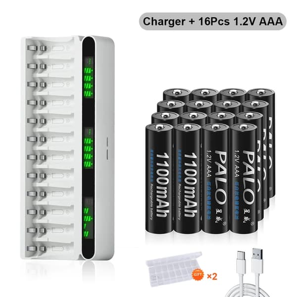 Batterioplader, LCD-skærm, Hurtigopladning, 16AAA 1 Oplader