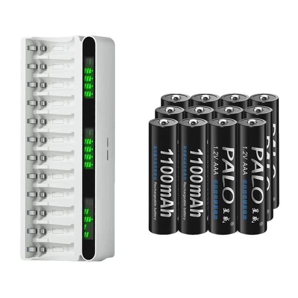 Batterioplader, LCD-skærm, Hurtigopladning, 12AAA 1Oplader