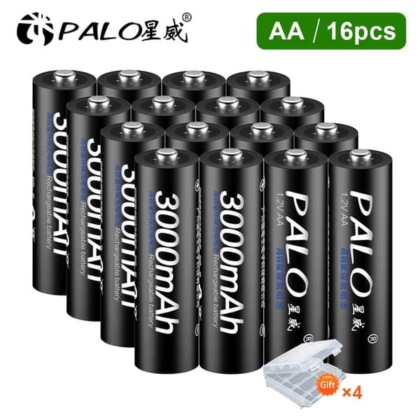 Batterioplader, LCD-skærm, Hurtigopladning, 16PCS AA