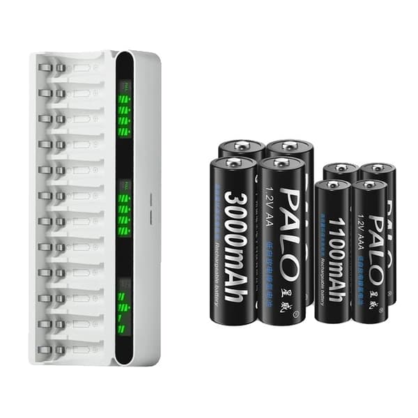 Batterioplader, LCD-skærm, Hurtigopladning, 4AA 4AAA 1 oplader
