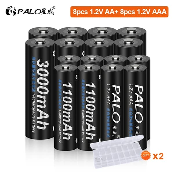 Batterioplader, LCD-skærm, Hurtigopladning, 8AA 8AAA