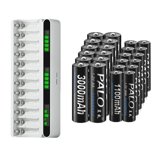 Batterioplader, LCD-skærm, Hurtigopladning, 12AA 12AAA 1 Oplader