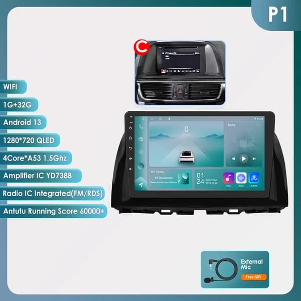 Bil Multimedie, Android 12, GPS Navigation, C-4 kerner 1G 16G -P1