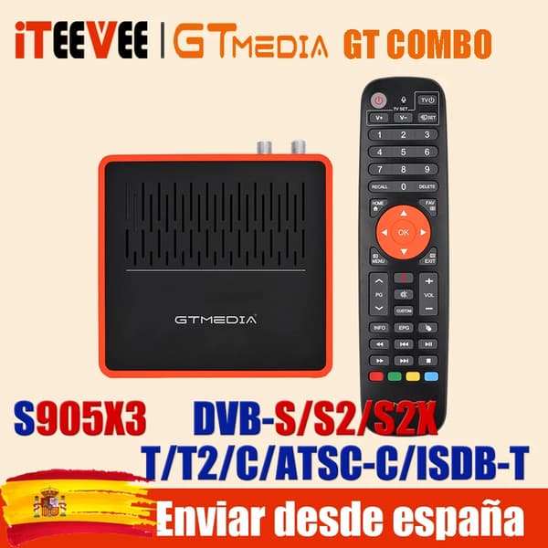 Android TV-box, 4K-upplösning, röststyrning, GT COMBO, EU-kontakt