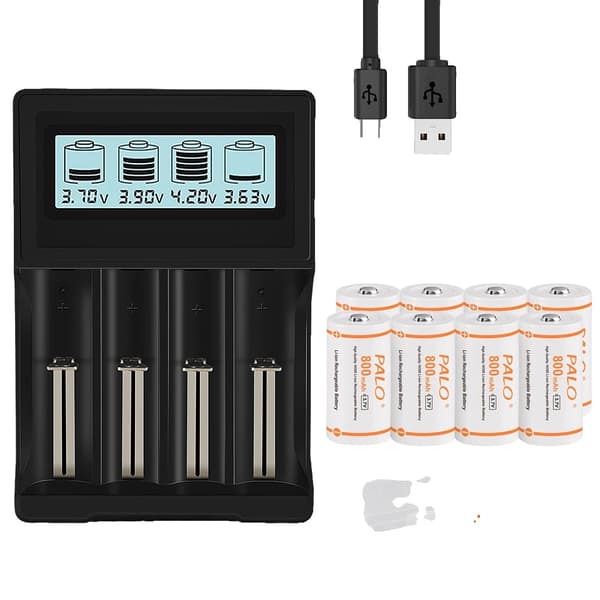 Genopladeligt CR123A Batteri, 37V Kapacitet, LCD Oplader Kompatibilitet, 8batteri-oplader