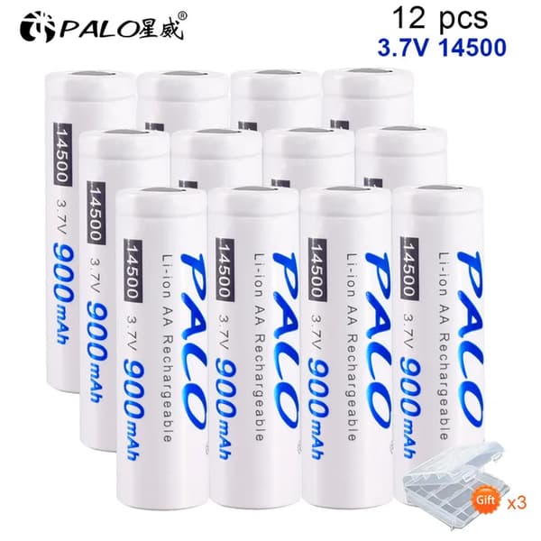Genopladelige Lithium Batterier, 900mAh Kapacitet, 37V Spænding, 3,7v, 12 stk 14500