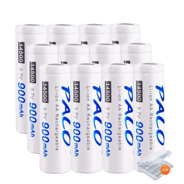 Genopladelige Lithium Batterier, 900mAh Kapacitet, 37V Spænding, 3,7v, 12 stk 14500