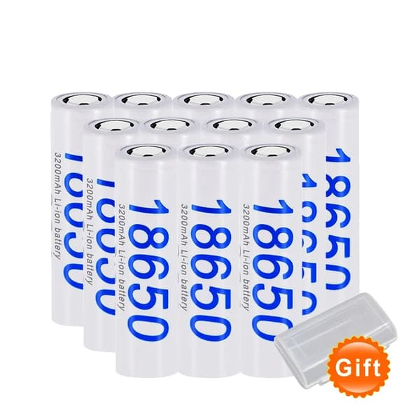 Uppladdningsbart 18650-batteri, 3200mAh kapacitet, litiumjon-teknik, 12 st, 3,7V