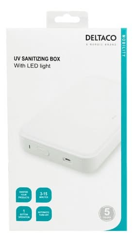 Deltaco Desinfektionsbox UV-C LED - Desinficera mobil - Vit