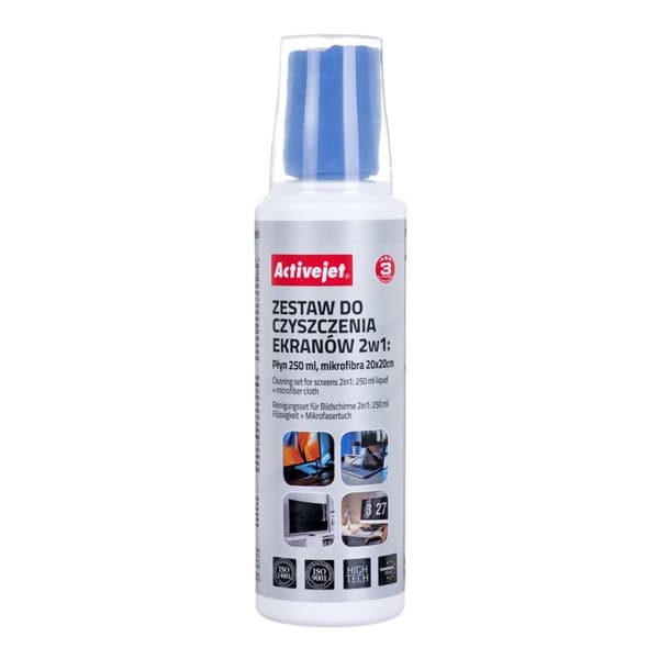 Activejet AOC-269 Liquid, Skærmrensesæt 2i1 250 ml, 20x20 cm, Skærmrens, plastikrens
