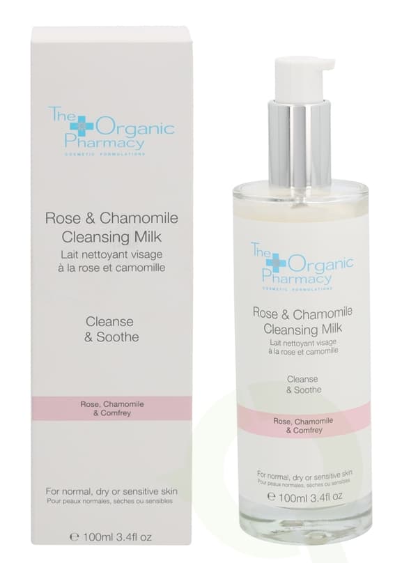The Organic Pharmacy Rose & Chamomile Cleansing Milk 100 ml For Sensitive Skin/Normal To Dry Skin