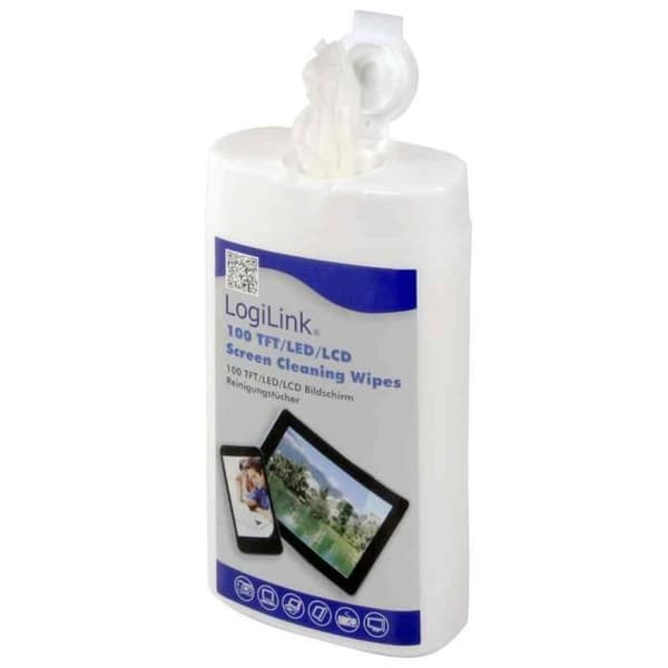Rengöringsservett - LOGILINK - TFT/LCD/LED - 100 servetter - Biologiskt nedbrytbar - Ingen smutsning