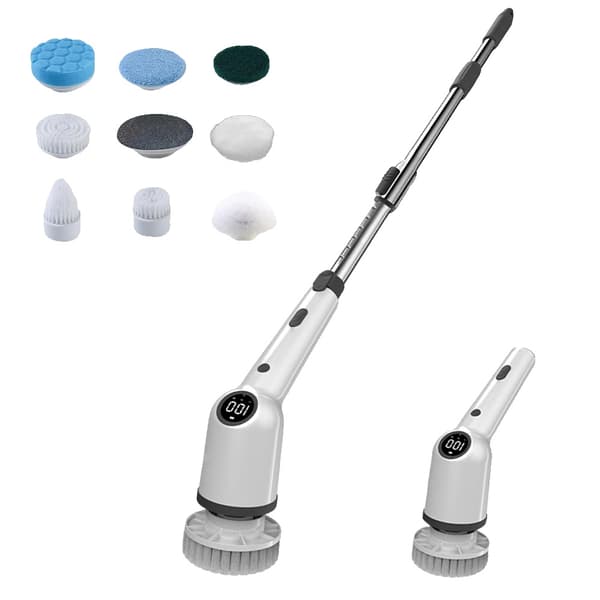 Cordless Electric Spin Scrubber, IPX4 Vandtæt, 3 Justerbare Hastigheder,Sort