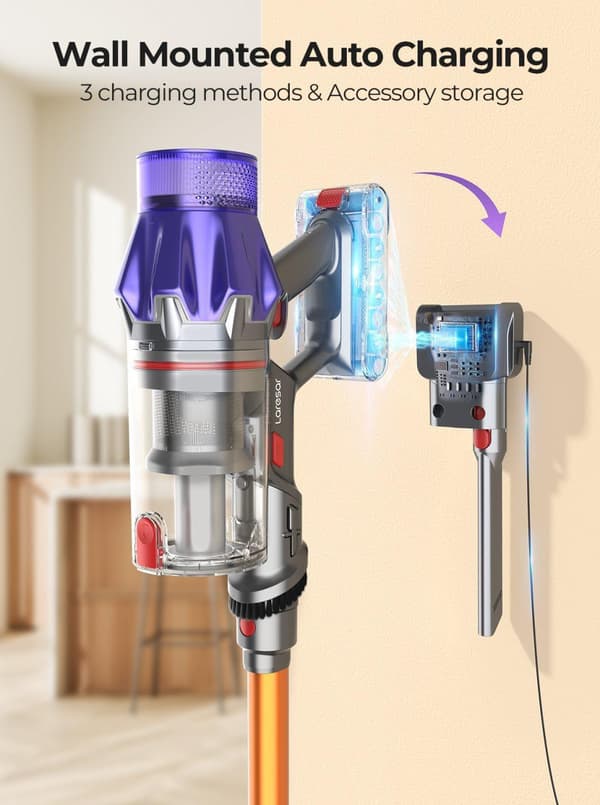Laresar V7 – Kraftfull Sladdlös Dammsugare med 50KPA Sugkraft, Smart Design & Löstagbart Batteri