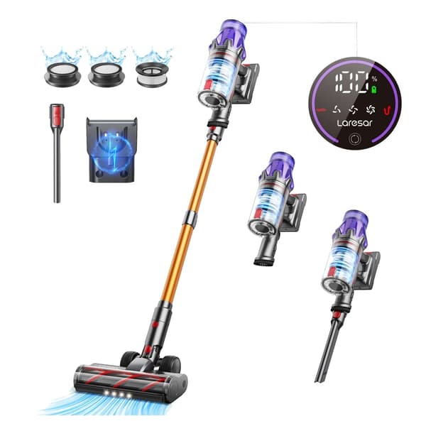 Laresar V7 – Kraftfull Sladdlös Dammsugare med 50KPA Sugkraft, Smart Design & Löstagbart Batteri