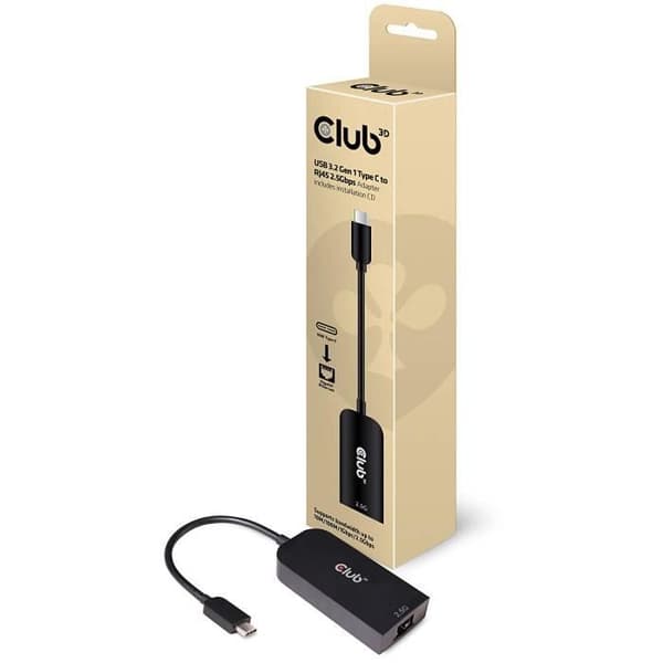 Club 3D USB 3.2 Typ C till 2,5 Gigabit Ethernet St./BU Adapter Svart - CAC-1520