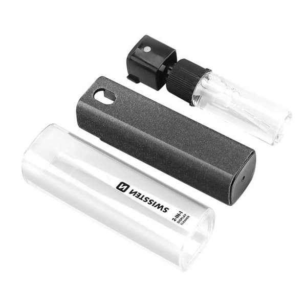 Skärmrenare 2-i-1 10ml med Mikrofiberduk Kompakt Format Swissten Grå