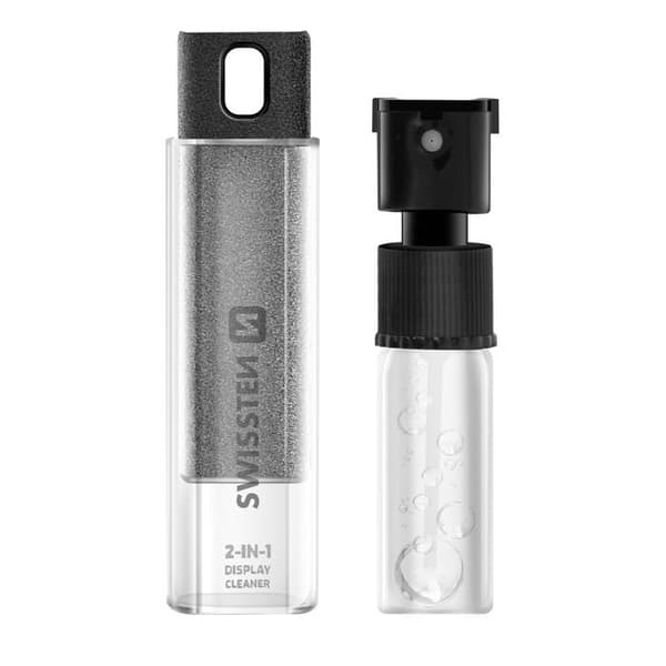 Skärmrenare 2-i-1 10ml med Mikrofiberduk Kompakt Format Swissten Grå