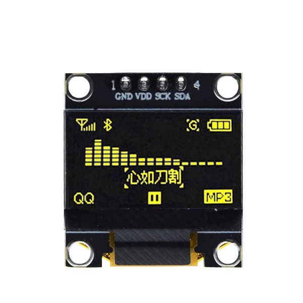 Gul OLED Skärm / Display / Displaymodul 0.96" 4 pins 128X64
