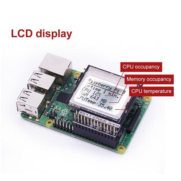 CPU Info 1.6 inch 84x48 Skärmmodul med Backlight för Raspberry Pi