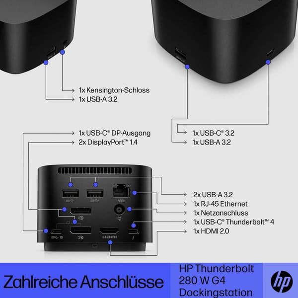Hp Dockingstation Thunderbolt G4 Dock 280w Sort
