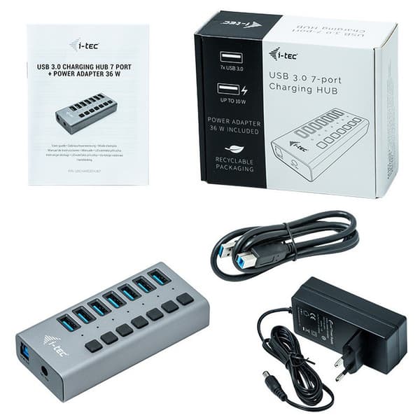 I-tec Usb 3.0 Hub 7 Port 36w Harmaa