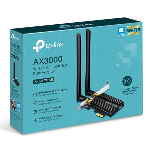 Tp-link Adapter Archertx50e Pcie Wifi 6 Bluetooth 5.0 Sort
