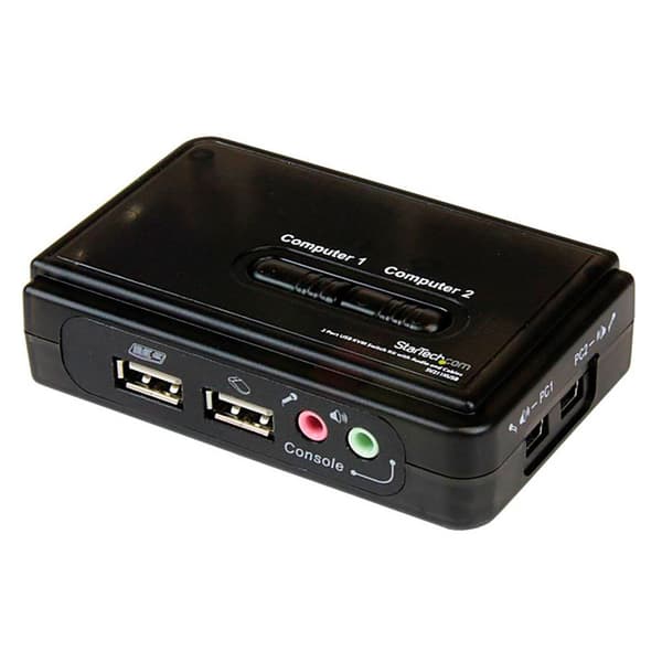 Startech Usb-portti Kvm-kytkin Audio-ja-kaapeleilla 2 Musta musta