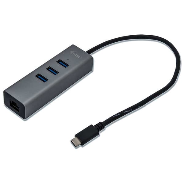 I-tec Usb C 3 Port Hub+ethernet Adapter Harmaa