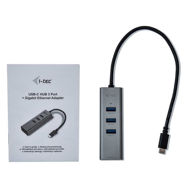 I-tec Usb C 3 Port Hub+ethernet Adapter Harmaa