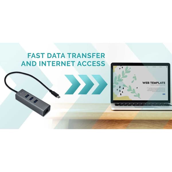 I-tec Usb C 3 Port Hub+ethernet Adapter Harmaa
