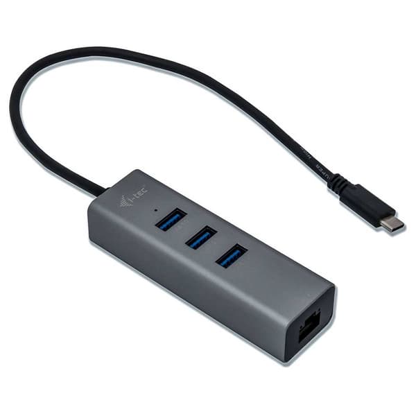 I-tec Usb C 3 Port Hub+ethernet Adapter Harmaa