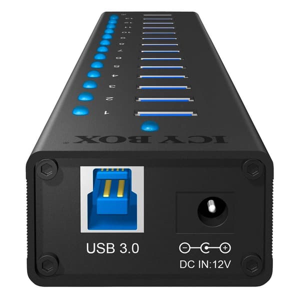 Raidsonic Icy Box Ib-ac6113 13-port Usb 3.0 Hub Musta