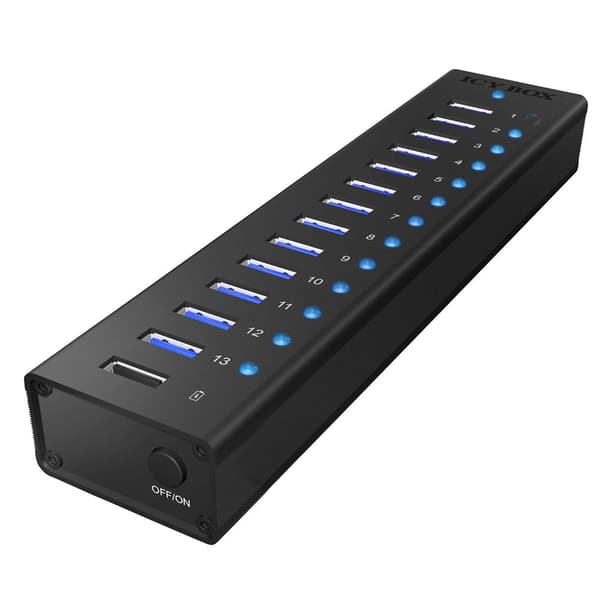 Raidsonic Icy Box Ib-ac6113 13-port Usb 3.0 Hub Musta
