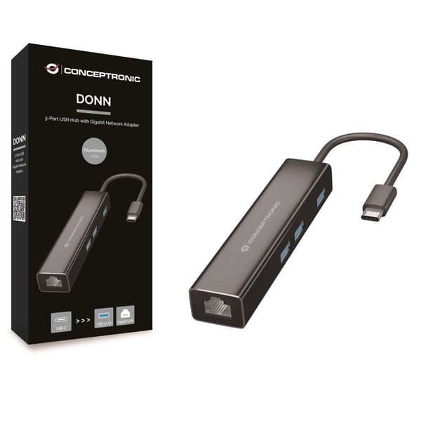 Conceptronic Hub Donn07b Usb-c 3.0 Musta