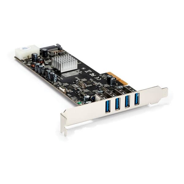 Startech 4 Port Pcie Usb 3.0 Card W/ 4 Channels Svart,Silver Svart