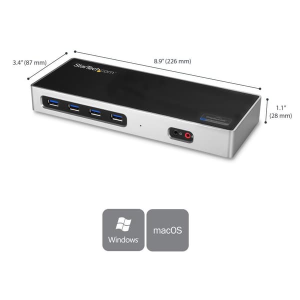 Startech Dock Dual 4k Usb Windows Usb-en Usb-c Sort