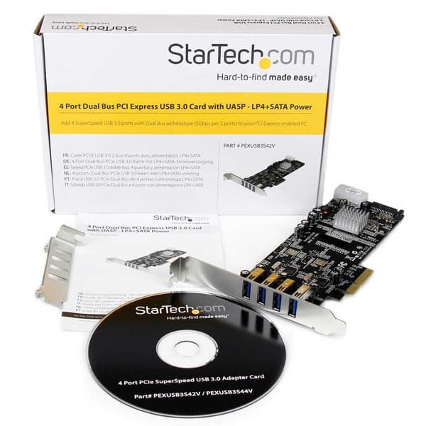 Startech Pcie 4 Port Usb 3.0 Sata Molex Uasp Sort
