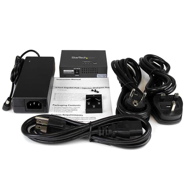 Startech 4 Port Ethernet Power Over Ethernet+ Injector Sort