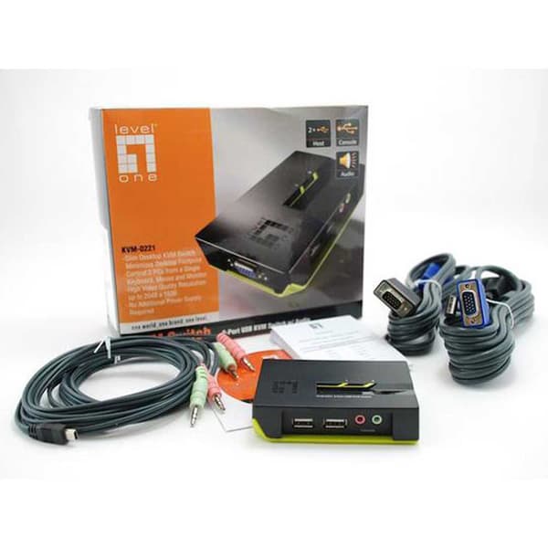 Level One Kvm Til Kontakt 2 Pc Vga/usb/audio Sort