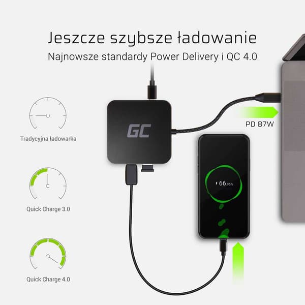 Green Cell Usb-c-hubb Ak61 4k 60hz Svart