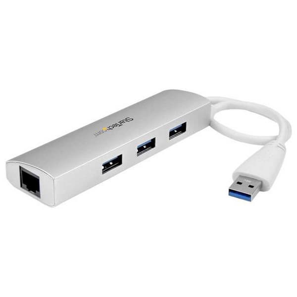Startech 3-port Usb 3.0 Hub Plus Gigabit Ethernet Valkoinen Hopea, Valkoinen