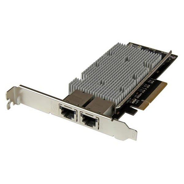 Startech Pcie 2 Port Rj45 10g Base-t Hopeinen musta, Ruostumaton teräs