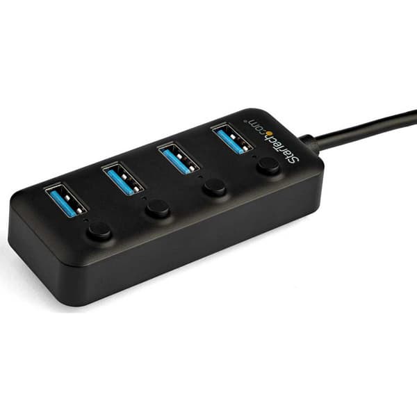Startech Usb C/a 4 Port Individual On/off Switches Hub Svart