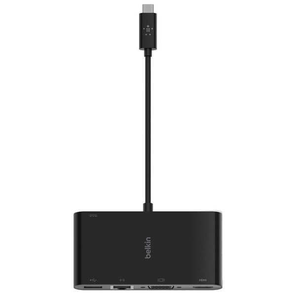 Belkin Usb-c Multimedia And Charge Adapter Musta