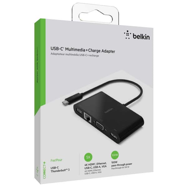 Belkin Usb-c Multimedia And Charge Adapter Musta