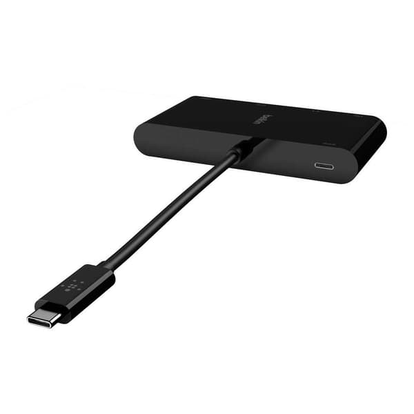 Belkin Usb-c Multimedia And Charge Adapter Musta