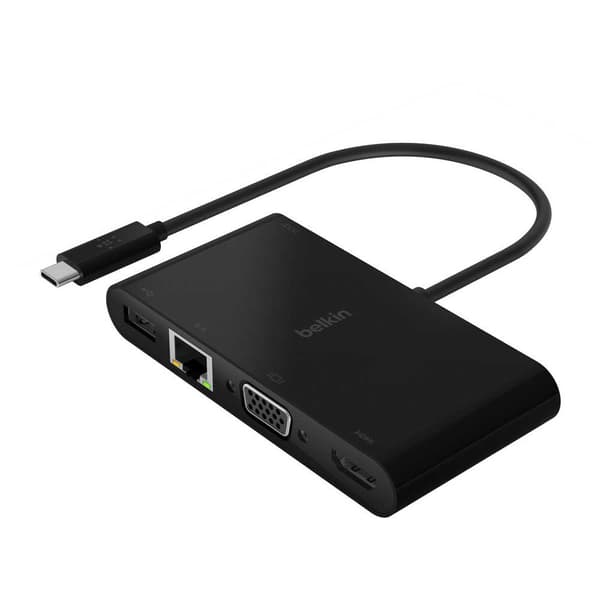 Belkin Usb-c Multimedia And Charge Adapter Musta
